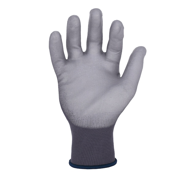 Commander 13 Ga. Nylon Work Gloves, Polyurethane Palm Coating, Gray, L